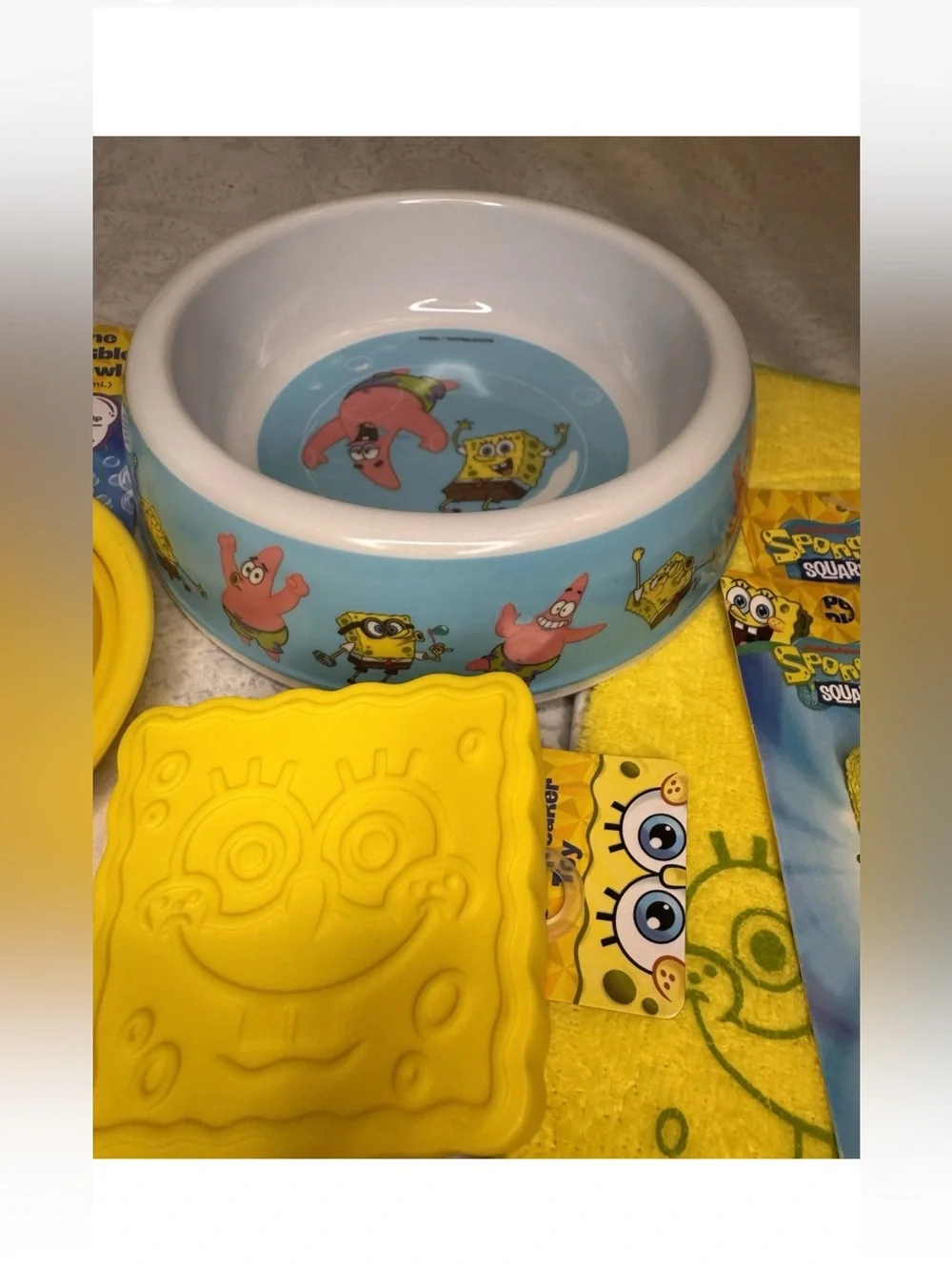 SpongeBob Squarepants Yellow Pet Bowl & Accessory Set